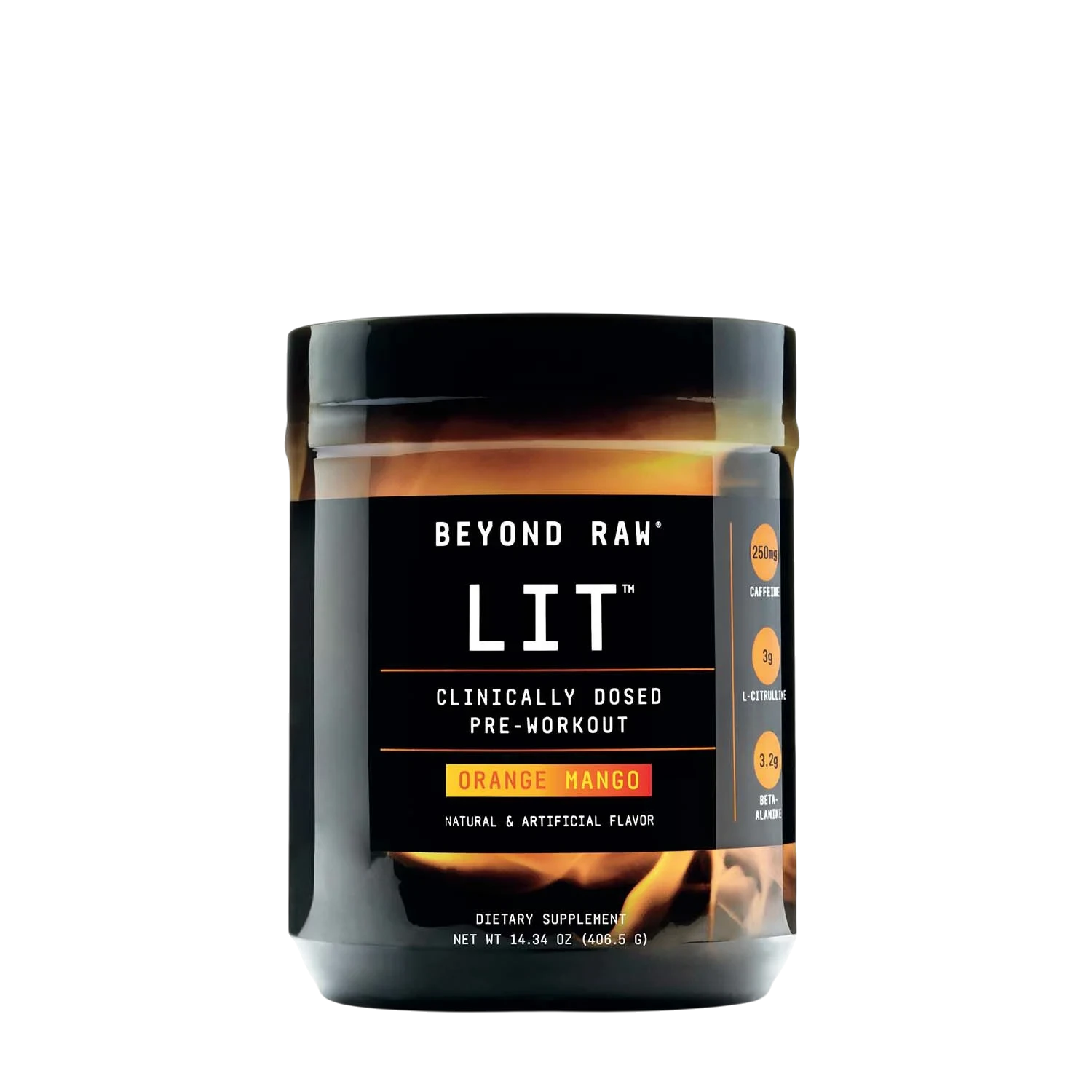 Beyond Raw Lit Pre-workout orange mango