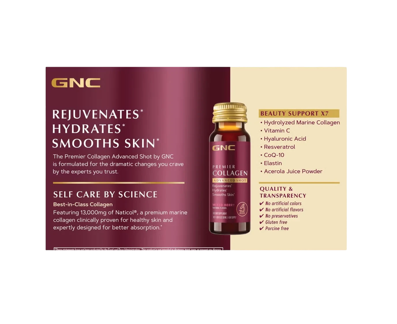 GNC Premier Collagen Shotberry 10 unidades
